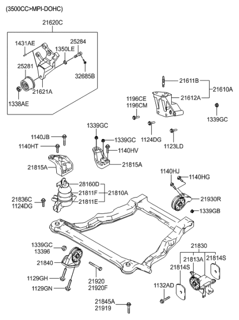 2000 Hyundai Santa Fe Bracket Assembly-Roll Stopper,Rear Diagram for 21930-26850