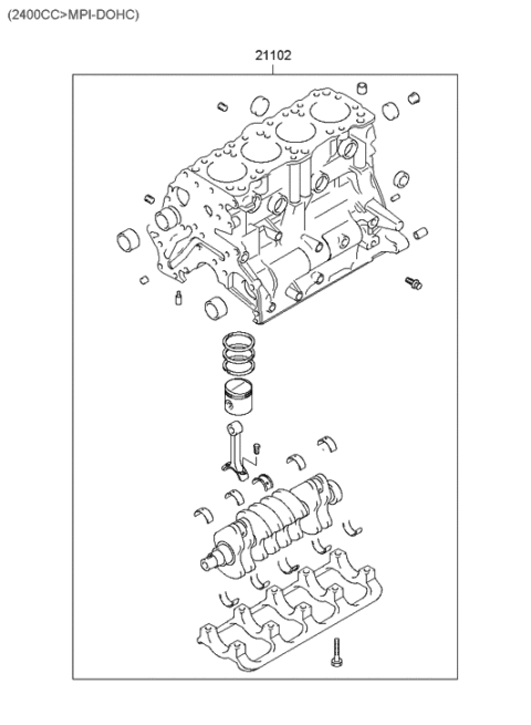 2002 Hyundai Santa Fe Short Engine Assy Diagram 2