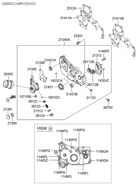 2003 Hyundai Santa Fe Case Assembly-Oil Pump Diagram for 21310-38062