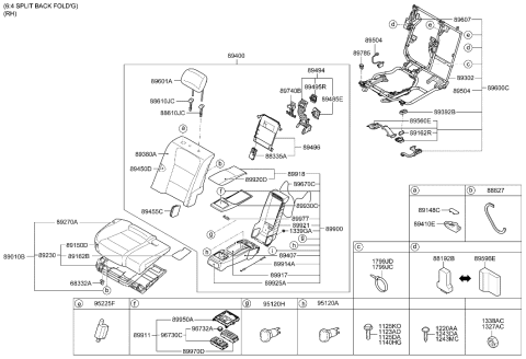 2014 Hyundai Equus Rear Right-Hand Seat Back Covering Diagram for 89465-3N510-NVR