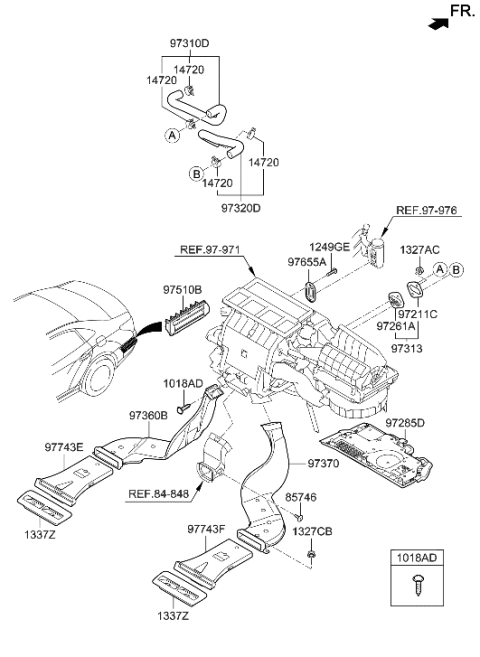 2015 Hyundai Equus Grille Assembly-Air Extractor Diagram for 97510-3N000