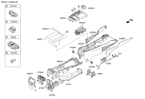 2014 Hyundai Equus Reinforcement Assembly-Rear Console Diagram for 84613-3N910