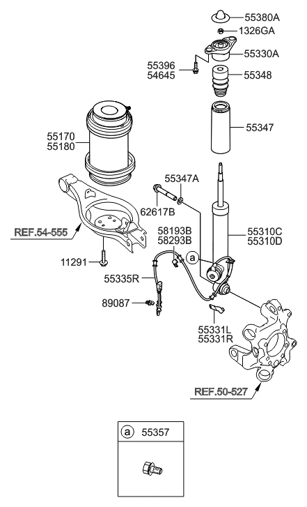 2014 Hyundai Equus Rear Left-Hand Shock Absorber Assembly Diagram for 55311-3N510