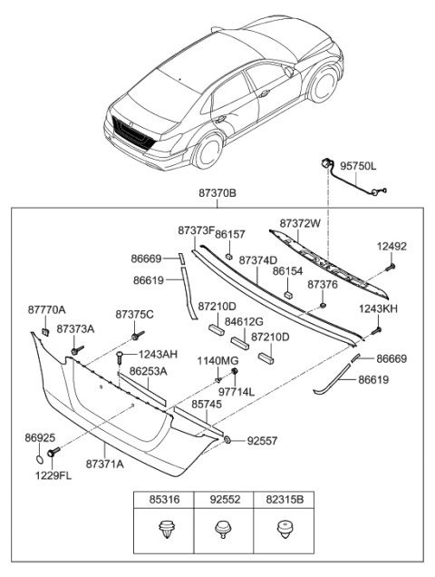 2015 Hyundai Equus Camera Assembly-Back View Diagram for 95760-3N600
