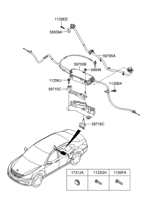 2015 Hyundai Equus Extension Wire-Epb Connector Diagram for 59795-3N600