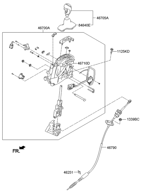 2014 Hyundai Equus Lever Assembly-Automatic Transmission Diagram for 46700-3N500