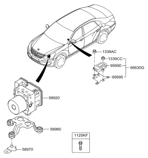 2014 Hyundai Equus Bracket-Hydraulic Module Diagram for 58960-3N500