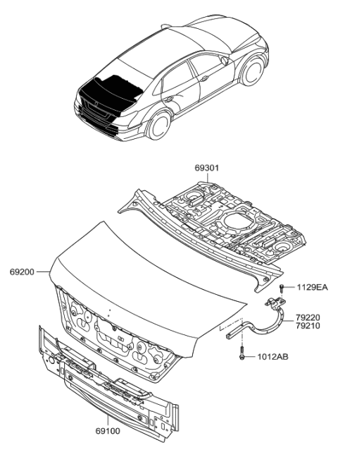 2014 Hyundai Equus Panel Assembly-Back Diagram for 69100-3N700