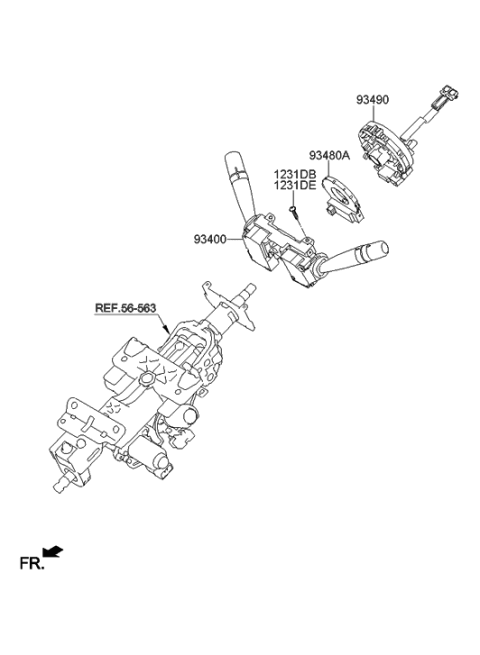 2015 Hyundai Equus Clock Spring Contact Assembly Diagram for 93490-3N320
