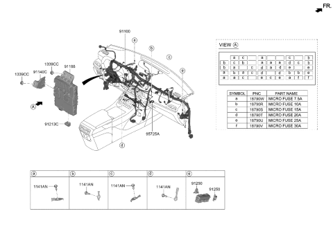 2020 Hyundai Palisade Instrument Panel Junction Box Assembly Diagram for 91950-S8040