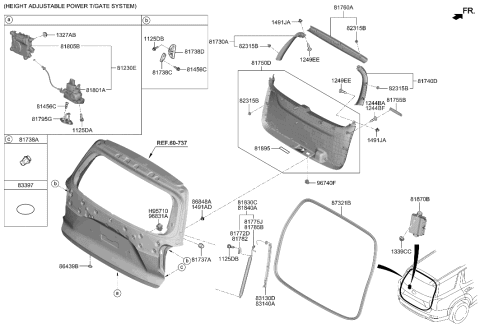 2022 Hyundai Palisade Bumper-T/GATE OVERSLAM Diagram for 81737-B4000