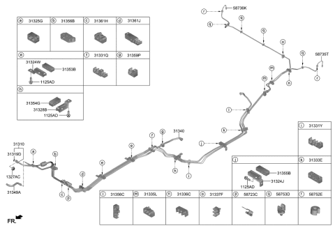 2022 Hyundai Palisade Clamp-Fuel Line Diagram for 31328-C5000