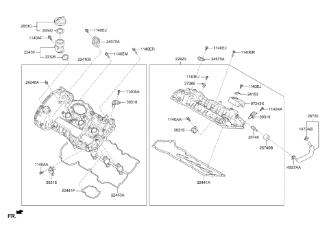 2020 Hyundai Palisade Adapter Assembly-Oil Filler Diagram for 22430-3C460