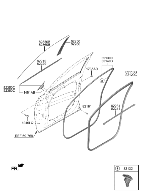 2020 Hyundai Palisade Front Door Moulding Diagram