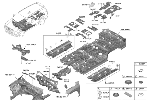 2022 Hyundai Palisade Under Cover Assembly,LH Diagram for 84217-S8000