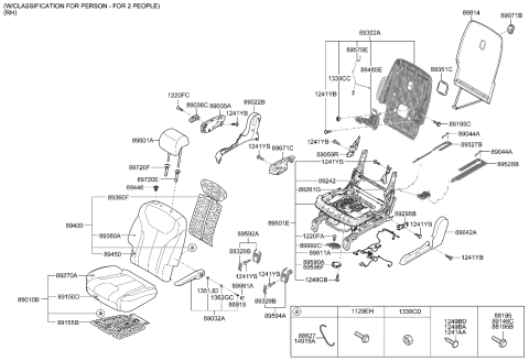 2022 Hyundai Palisade Rear Seat Cushion Covering, Right Diagram for 89460-S8070-UBS