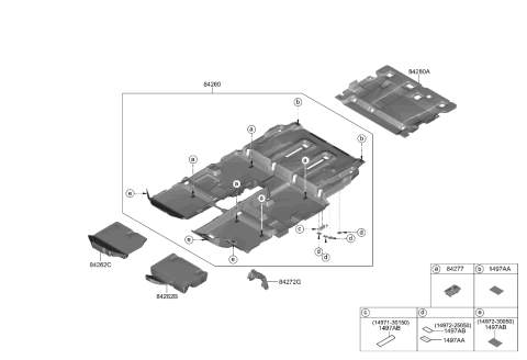 2021 Hyundai Palisade Floor Covering Diagram