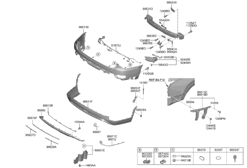 2021 Hyundai Palisade Clip Undercover Mounting Diagram for 84219-C1000
