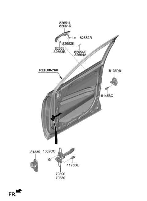 2020 Hyundai Palisade Door Outside Handle Assembly,Right Diagram for 82660-S8700