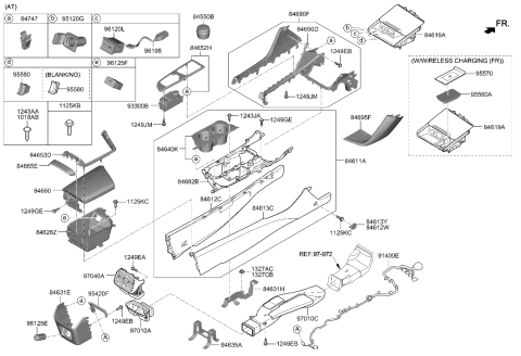 2020 Hyundai Genesis G70 Console-Floor Diagram for 84611-G9000-NNB
