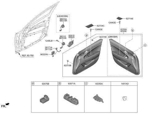 2021 Hyundai Genesis G70 Interior Door Handle Assembly, Right Diagram for 82620-G9000-VCA