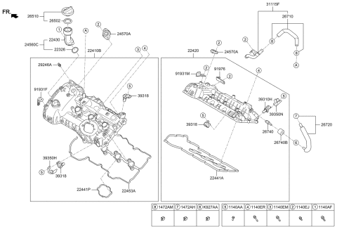 2021 Hyundai Genesis G70 Cap-Oil Filler Diagram for 26510-26630