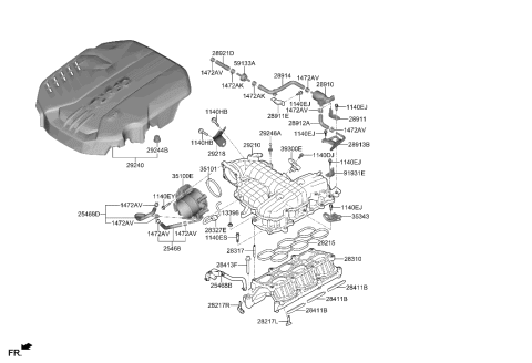 2020 Hyundai Genesis G70 Gasket-Throttle Body Diagram for 35101-3L000