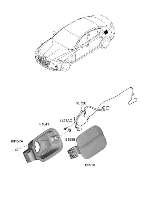 2019 Hyundai Genesis G70 Housing Assembly-Charge Port Door Diagram for 81595-G9000