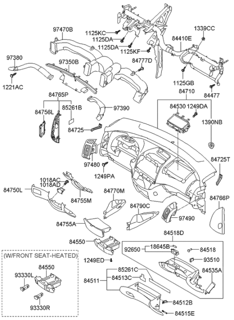 2006 Hyundai Elantra Crash Pad Diagram 1