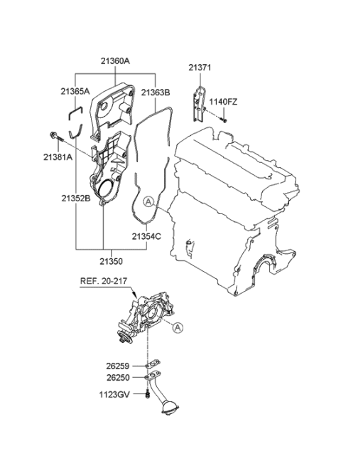 2006 Hyundai Elantra Timing Cover & Oil Pump Diagram