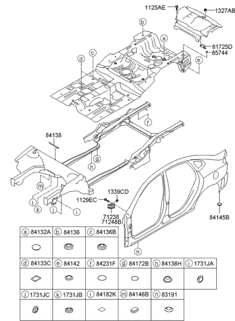 2006 Hyundai Elantra Isolation Pad & Plug Diagram 1