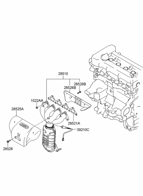 2006 Hyundai Elantra Exhaust Manifold Assembly Diagram for 28510-23390