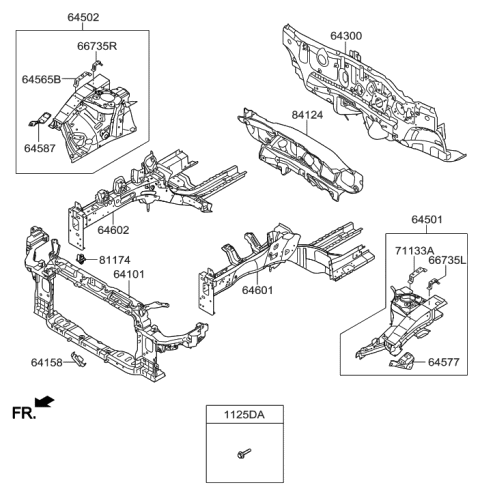 2017 Hyundai Elantra GT Member Assembly-Front Side,LH Diagram for 64605-A5000