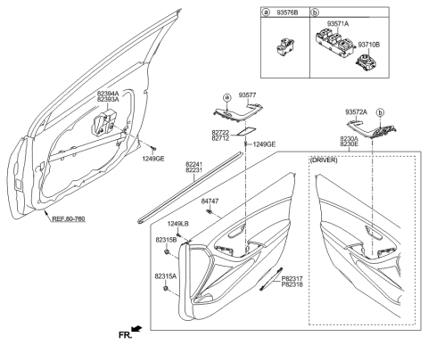 2016 Hyundai Elantra GT Front Door Trim Diagram