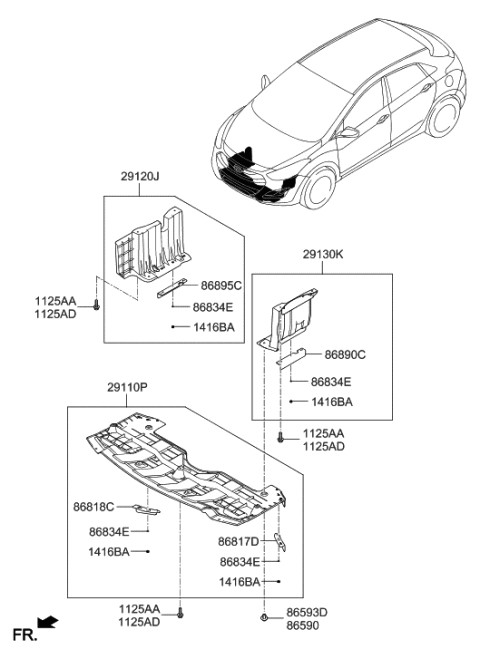 2015 Hyundai Elantra GT Deflector Assembly-Rear Wheel,LH Diagram for 86827-A5550