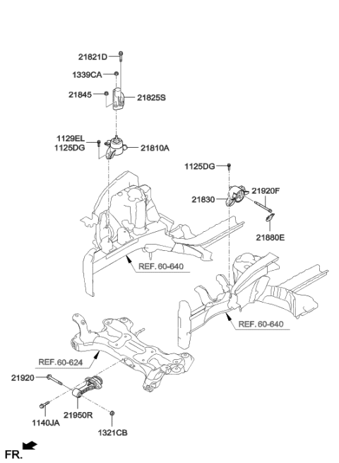 2015 Hyundai Elantra GT Transaxle Mounting Bracket Assembly Diagram for 21830-A5400