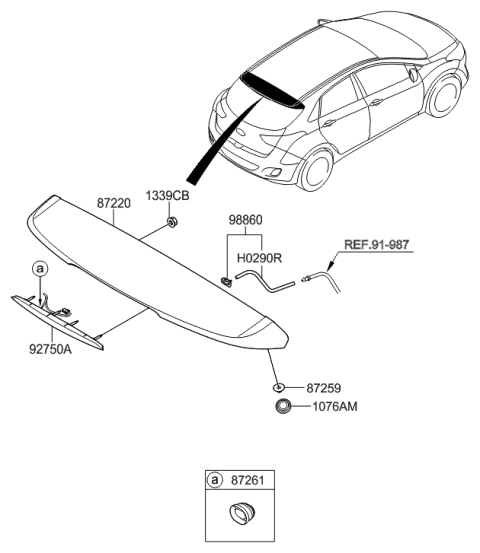 2017 Hyundai Elantra GT Rear Washer Nozzle Assembly Diagram for 98930-A5000