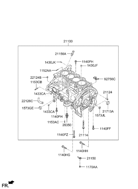 2015 Hyundai Elantra GT Block Assembly-Cylinder Diagram for 3D083-2EU01