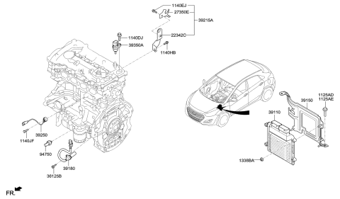 2015 Hyundai Elantra GT Engine Control Module Unit Diagram for 39133-2EGB1
