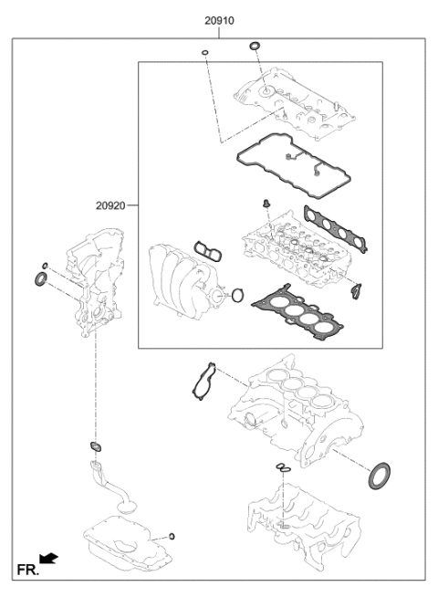 2016 Hyundai Elantra GT Engine Gasket Kit Diagram