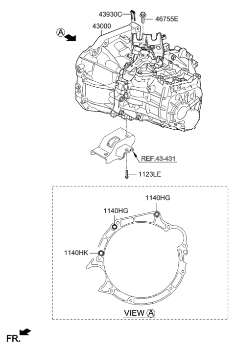 2017 Hyundai Elantra GT Transmission Assembly-Manual Diagram for 43000-32913
