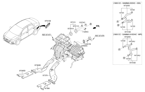 2022 Hyundai Accent Heater System-Duct & Hose Diagram