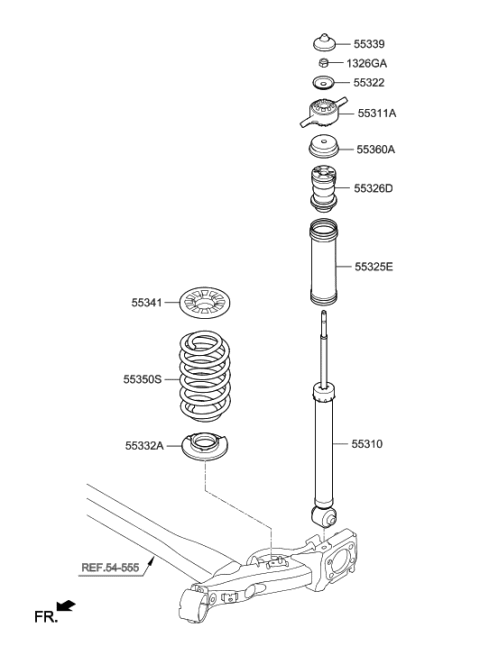 2020 Hyundai Accent Rear Shock Absorber Assembly Diagram for 55310-H9020