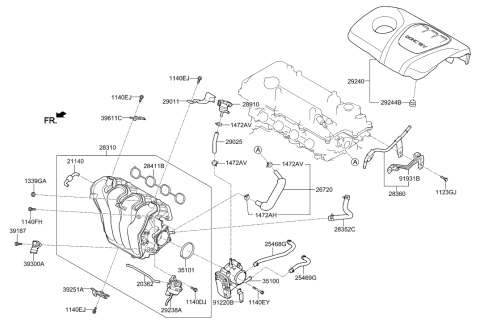 2019 Hyundai Accent Pipe Assembly-Vacuum Diagram for 28353-2B600