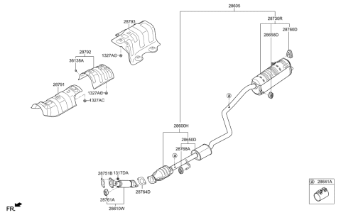 2018 Hyundai Accent Rear Muffler Assembly Diagram for 28710-J0700