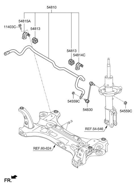 2020 Hyundai Accent Bar Assembly-Front Stabilizer Diagram for 54810-H9000