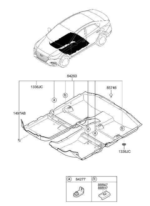 2020 Hyundai Accent Floor Covering Diagram