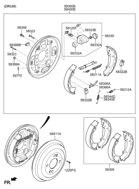2018 Hyundai Accent Spring-Wheel Cylinder Diagram for 58333-11000