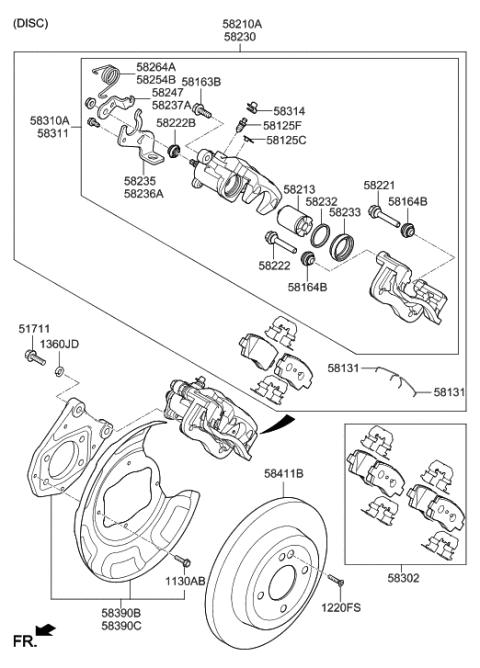 2018 Hyundai Accent Brake Assembly-Rear Wheel,LH Diagram for 58210-H9100