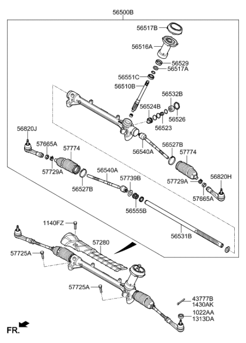 2022 Hyundai Accent Gear Assembly-Steering Diagram for 56500-H8000